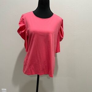 Antonio Melani‎ Pink Puffed Sleeve Blouse Top Womens Medium
